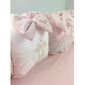 Lenjeria cu aparatori pat 120x60 cm din 13 pernute Roz pal LUX by Deseda 