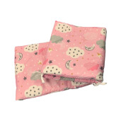 Set aparatori laterale pufoase h35 pat 120x60 cm Norisori cu luna roz