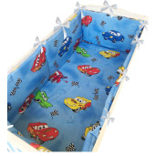 Lenjerie de patut bebelusi 5 piese cu aparatori laterale pe burete Cars CN - 140*70 cm