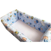 Aparatori laterale protectii pat 120x60 cm Deseda Maxi Ursi cu albine pe albastru