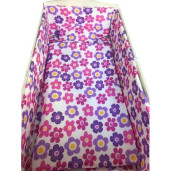 Lenjerie de patut bebelusi 140x70 cm 5 piese cu aparatori laterale pufoase CN Floricele