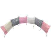 Aparatoare protectii laterale pat pufoase 120x60 cm h28cm Deseda Mix stelute roz