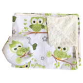 Reductor Personalizat Bebe Bed Nest cu paturica si pernuta antiplagiocefalie Deseda Bufnite verzi