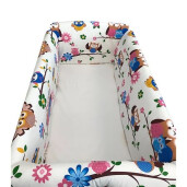 Lenjerie de patut bebelusi 120x60 cm cu aparatori Maxi Bufnite maro