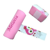 Set Personalizat antiregurgitare si pozitionare cu plan inclinat pentru bebelusi Deseda Bufnite roz