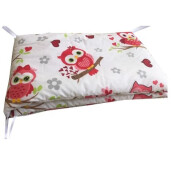 Aparatori laterale protectii laterale pat pufoase 120x60 cm h35cm Deseda Bufnite cu rosu