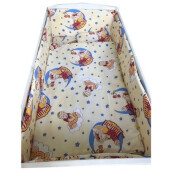 Lenjerie de patut bebelusi 120x60 cm 5 piese cu aparatori laterale pufoase CN Bunica Ursulet galben