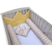 Aparatori laterale protectii pat cu bumper 140x70 cm Deseda Coronita de print