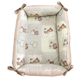 Reductor Personalizat Bebe Bed Nest cu paturica si pernuta antiplagiocefalie Deseda Ursi in carouri bej