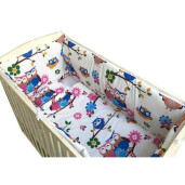 Lenjerie patut bebelusi 120x60 cm 10 piese Deseda Bufnite pe alb