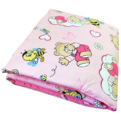 Aparatori laterale protectii laterale pat pufoase 140x70 cm h35cm Deseda Ursuleti cu albinute pe roz
