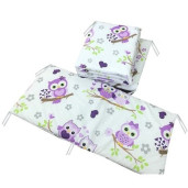 Aparatori laterale protectii laterale pat pufoase 140x70 cm h39cm Deseda Bufnite cu violet
