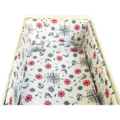Lenjerie de patut bebelusi 140x70 cm 5 piese cu aparatori laterale pufoase CN Marinar