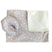 Reductor Personalizat Bebe Bed Nest cu paturica si pernuta antiplagiocefalie Deseda Stelute pe gri