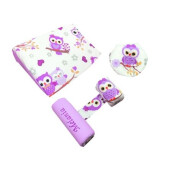 Set Personalizat antiregurgitare si pozitionare cu plan inclinat pentru bebelusi Deseda Bufnite violet 