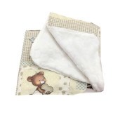 Reductor Personalizat Bebe Bed Nest cu paturica si pernuta antiplagiocefalie Deseda Ursi in carouri bej