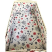 Lenjerie de patut bebelusi 120x60 cm 5 piese cu aparatori laterale pufoase CN Marinar