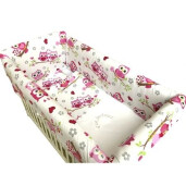 Lenjerie de patut bebelusi 120x60 cm cu aparatori Maxi Vise jucăușe roz
