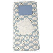 Set 3 piese pat 140x70 cm cu cearsaf paturica si perna Norisori zambareti albastru