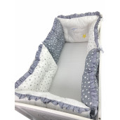 Set de 6 bucati aparatori protectii laterale patut 140x70 cm Deseda Mix Stelute gri
