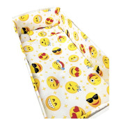 Lenjerie de patut bebelusi 5 piese cu aparatori laterale pe burete Smilay faces CN - 120*60 cm