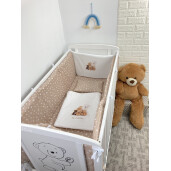 Lenjerie de patut bebelusi Personalizata Imprimata pat 120x60 cm Steluțe pe bej Ursuleti