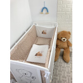 Lenjerie de patut bebelusi Personalizata Imprimata pat 140x70 cm Steluțe pe bej Ursuleti