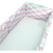 Set 4 aparatori protectii laterale pat pufoase 140x70 cm h39cm Deseda Norisori zambareti roz
