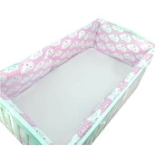 Set 4 aparatori protectii laterale pat pufoase 120x60 cm h39cm Deseda Norisori zambareti roz