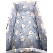 Set 4 aparatori protectii laterale pat pufoase 120x60 cm h39cm Deseda Norisori cu luna albastrii
