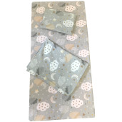 Set 3 piese paturica cu cearsaf si pernuta 140x70 cm Norisori gri cu luna