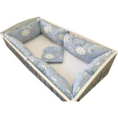 Set de 6 bucati Perne Lungi protectii laterale patut 140x70 cm Deseda Norisori albastrii