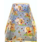Lenjerie de patut bebelusi 5 piese cu aparatori laterale pe burete Ursuleti cu inimioare blue CN - 120*60 cm
