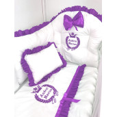 Lenjerie pat 120x60 cm cu broderie regala Violet LUX by Deseda