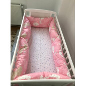 Set de 6 bucati Perne Lungi protectii laterale patut 140x70 cm Deseda Norisori roz