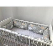 Set de 6 bucati Perne Lungi protectii laterale patut 140x70 cm Deseda Norisori gri
